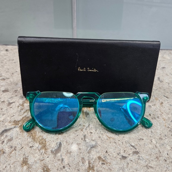 Paul Smith Brixham V1 Emerald Green Sunglasses Blue Mirror Lens PSSN022V1 Italy